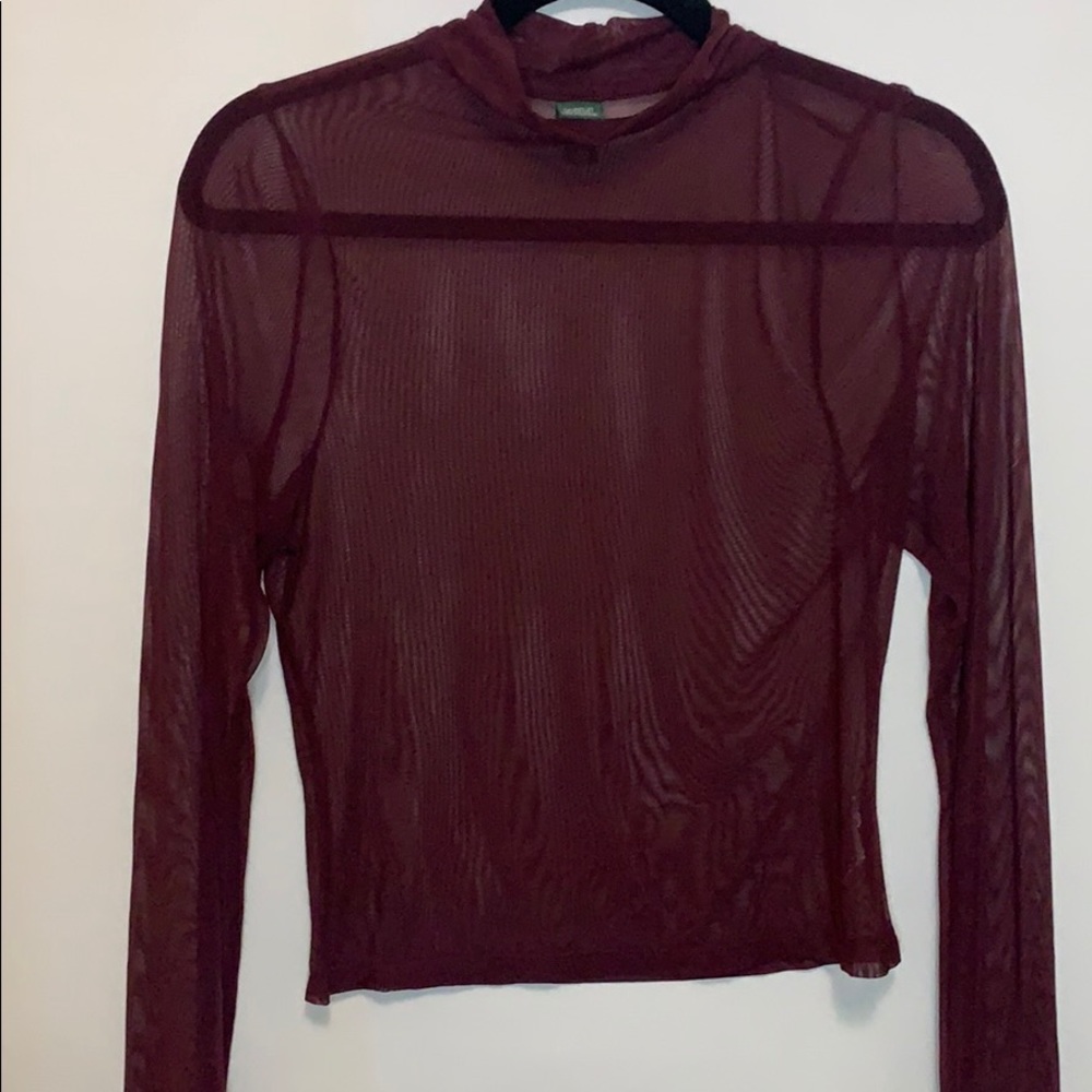 Plum Sheer high neck long sleeve top